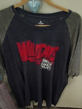 Wildcats Raglan Graphic Tee in Navy & Gray